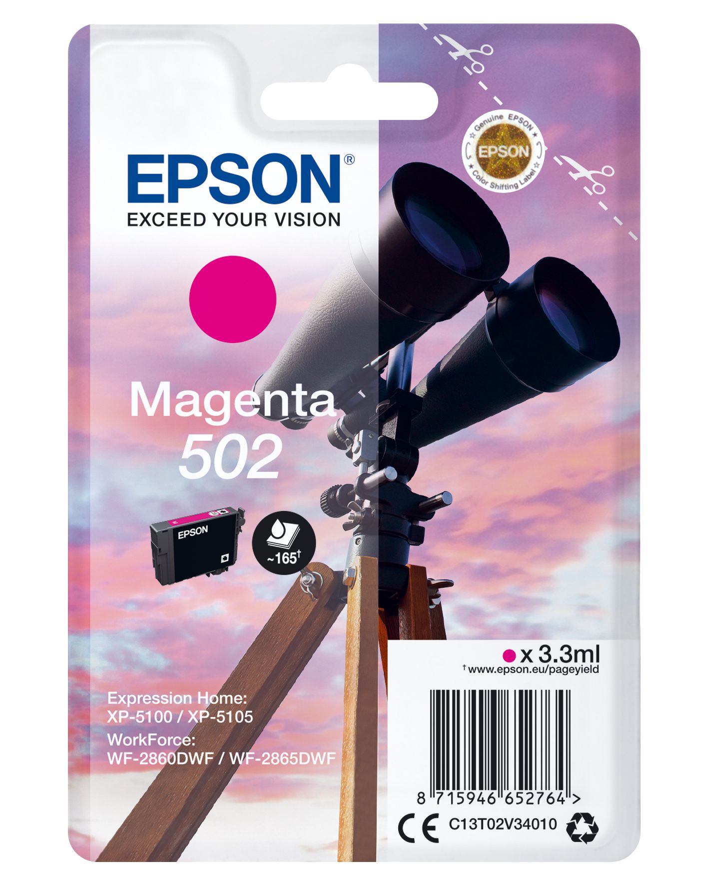 Image of Epson Singlepack Magenta 502 Ink 074