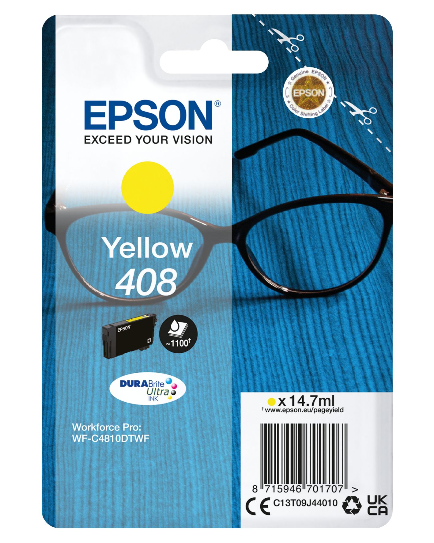 Image of Epson Singlepack Giallo 408 DURABrite Ultra Ink 074