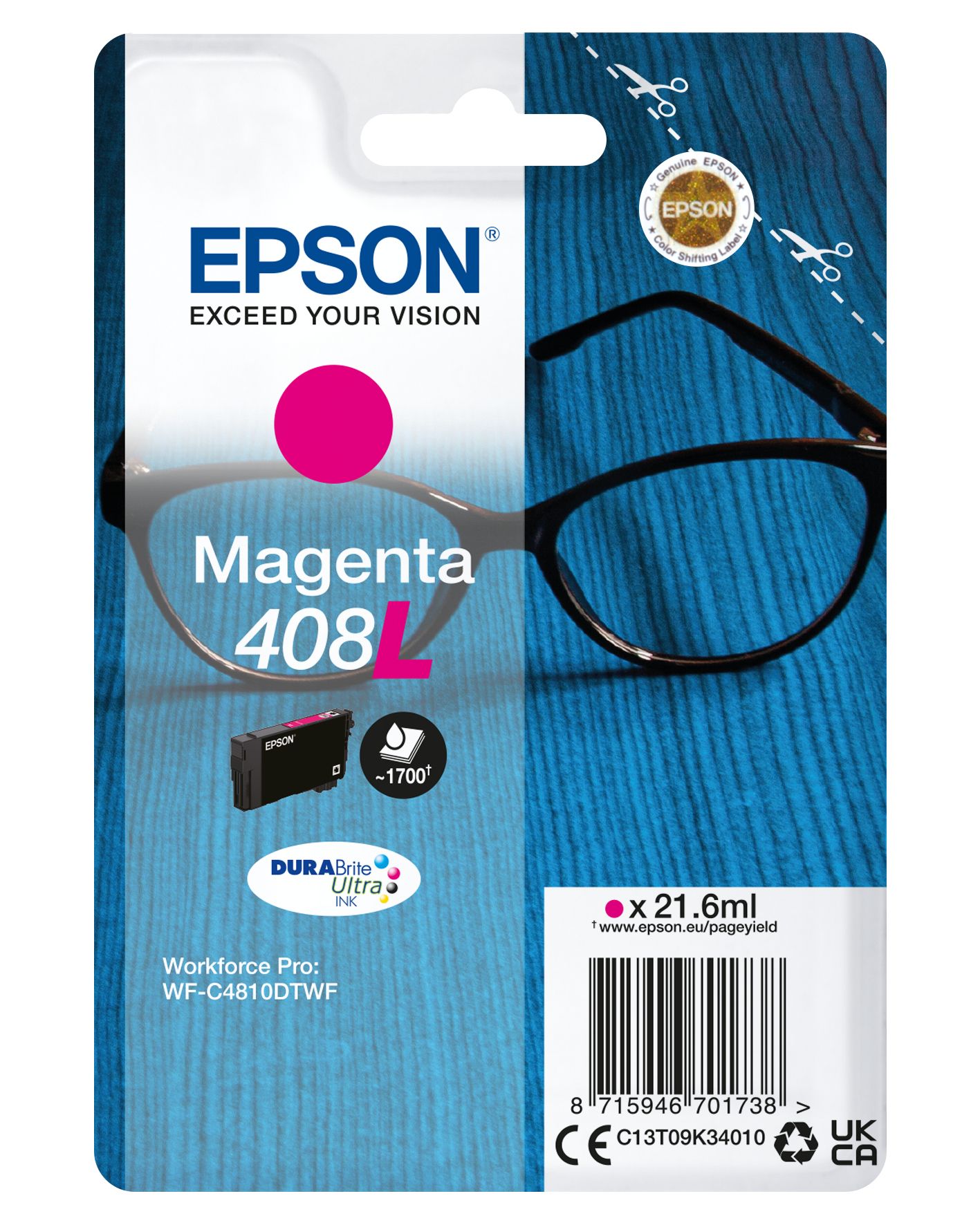 Image of Epson Singlepack Magenta 408L DURABrite Ultra Ink 074