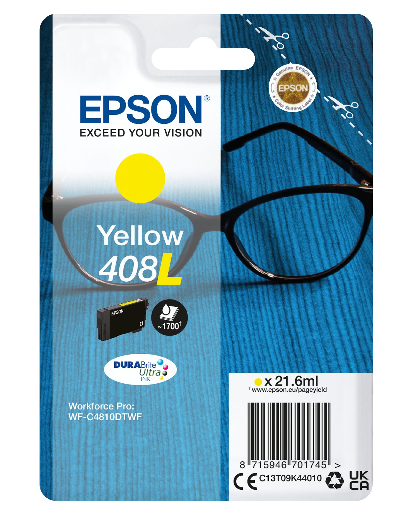 Image of Epson Singlepack Giallo 408L DURABrite Ultra Ink 074