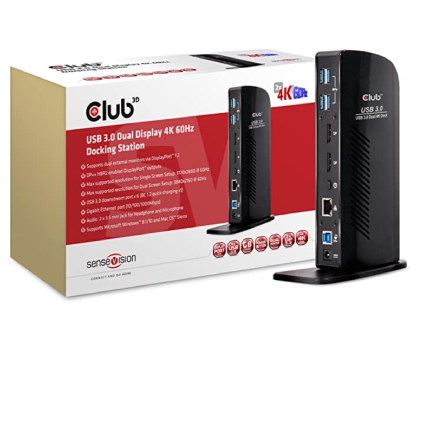 Image of CLUB3D USB3.2 Gen1 Type A or C Dual Display 4K60Hz Docking Station DisplayLink® Certified 074