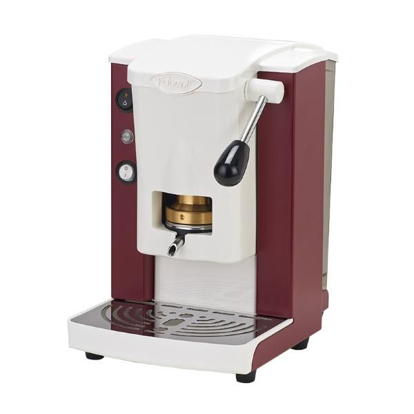 Image of FABER PICCOLA SLOT BASIC - MACCHINA PER CAFFE CON PRESSACIALDA IN OTTONE - TELAIO IN METALLO BORGOGNA E FRONTALE IN POLICARBONATO BIANCO 074