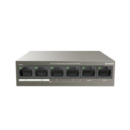 Image of SWITCH TENDA TEF1106P-4-63W 6P LAN DESKTOP 4P FE(PoE)+2P FE(Data+NVR) 074