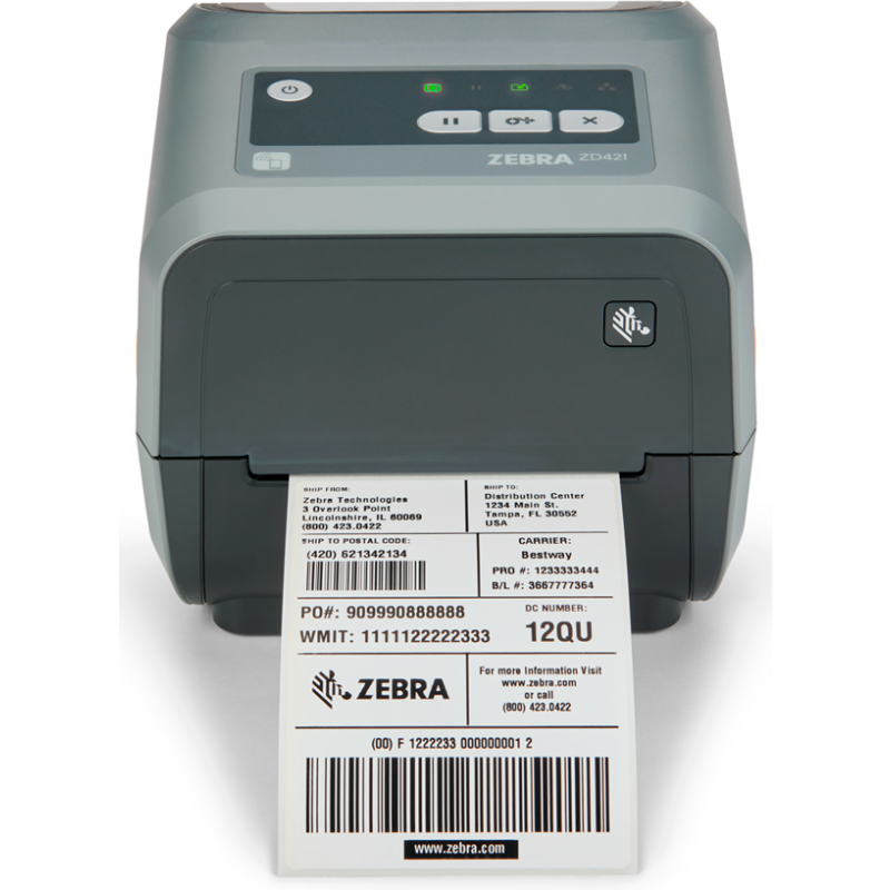 Image of DIRECT THERMAL PRINTER ZD421 300 DPI USB USB HOST ETHERNET BTLE5 EU AND UK CORDS, SWISS FONT, EZPL 074