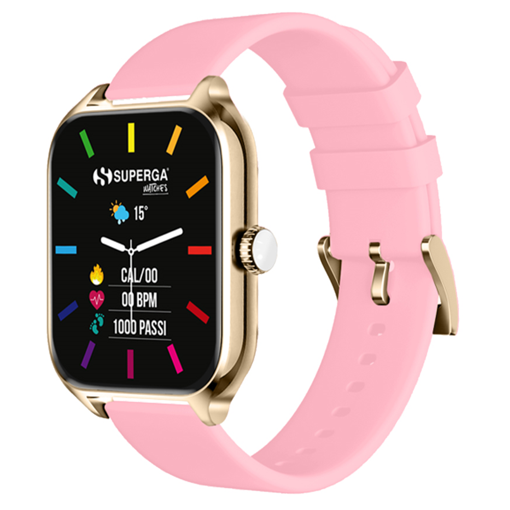 Image of SMARTWATCH SUPERGA ALLUMINIO GOLD QUADRATA SILICONE PINK F. SWT-STC007 074